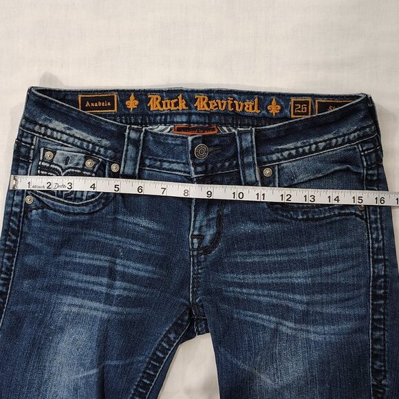 Rock Revival Anabela Skinny Jeans Womens Size 26 Low Rise Stretch Blue Denim - Picture 14 of 16